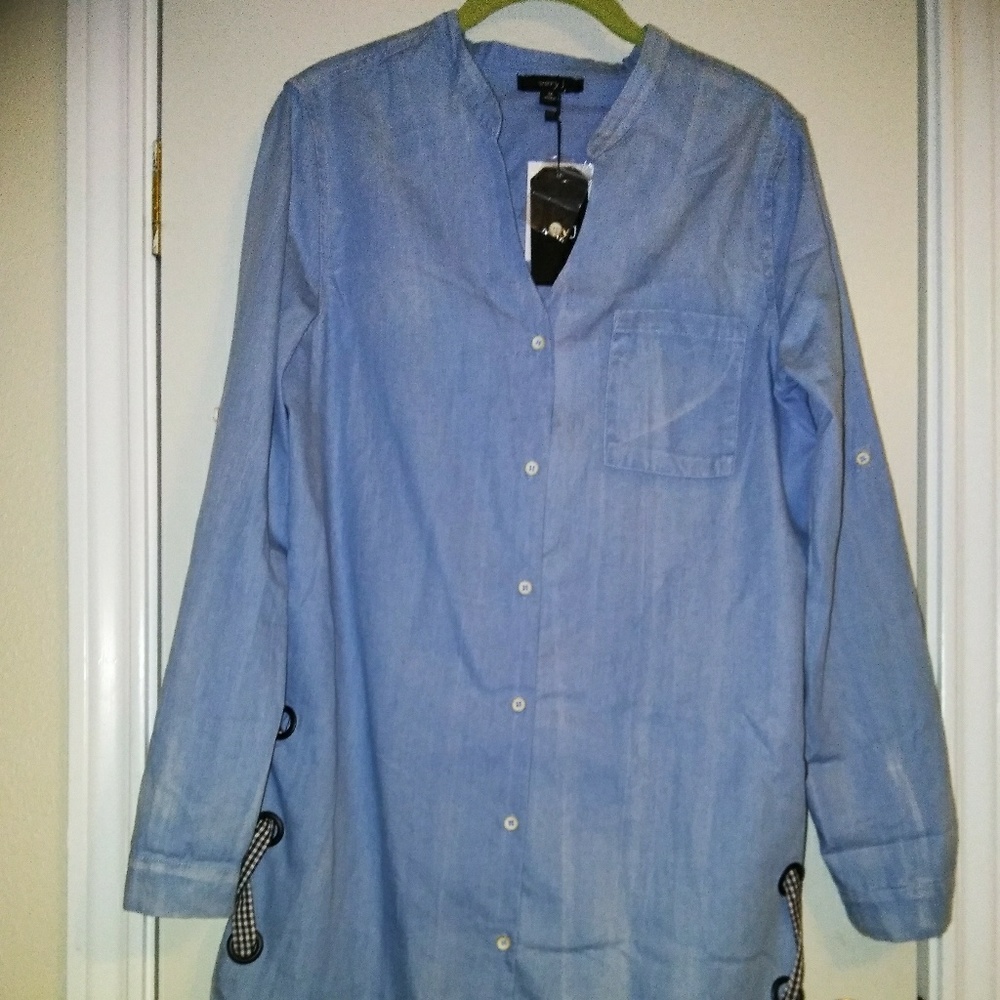 ÑEW Chambray Blue Dress w Adorable Tie Accents Very J Brand Lady's M